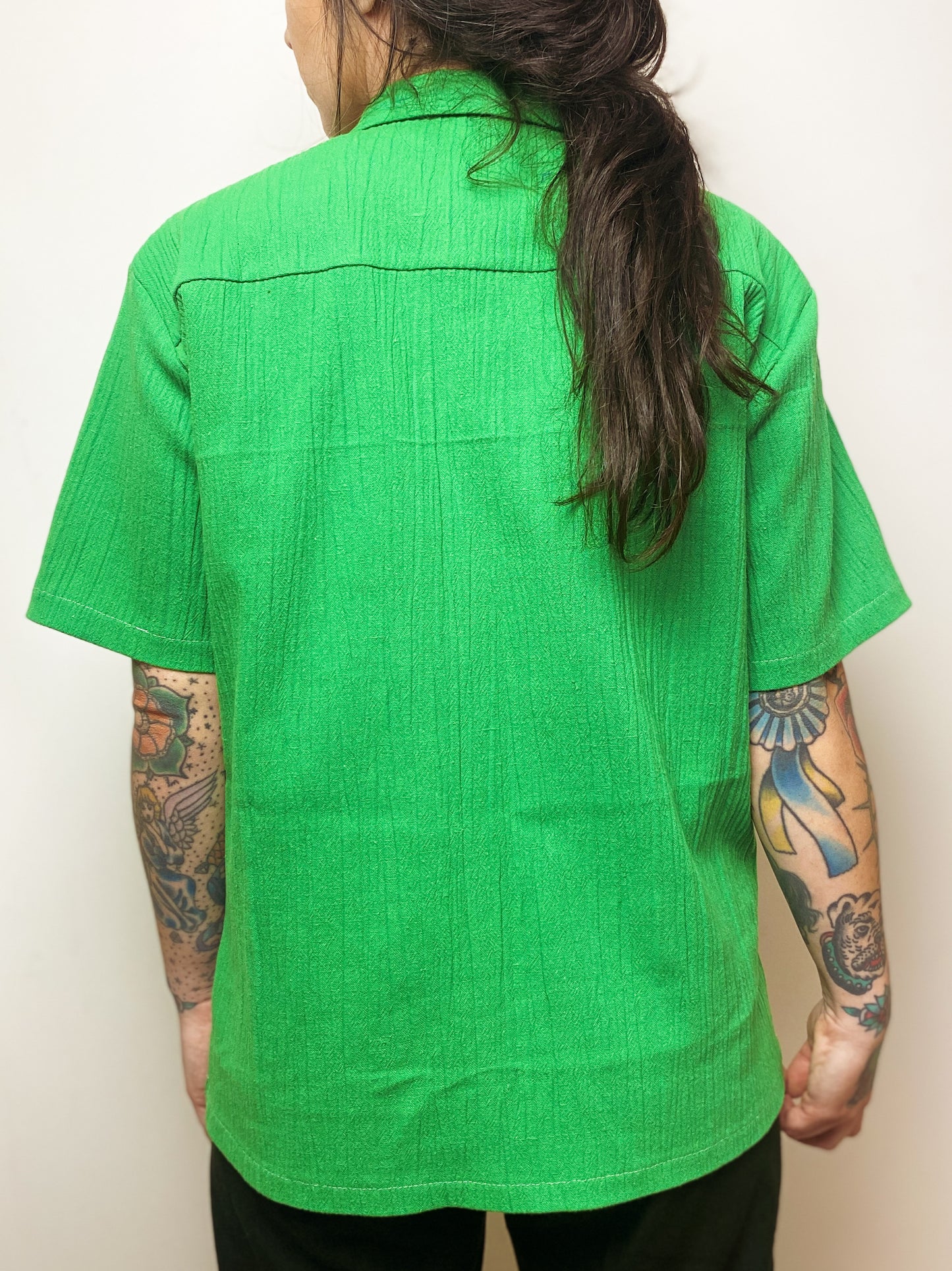 Green Cotton Camp Shirt
