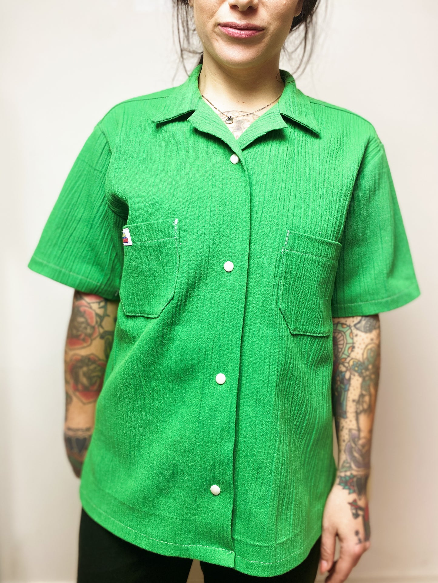 Green Cotton Camp Shirt