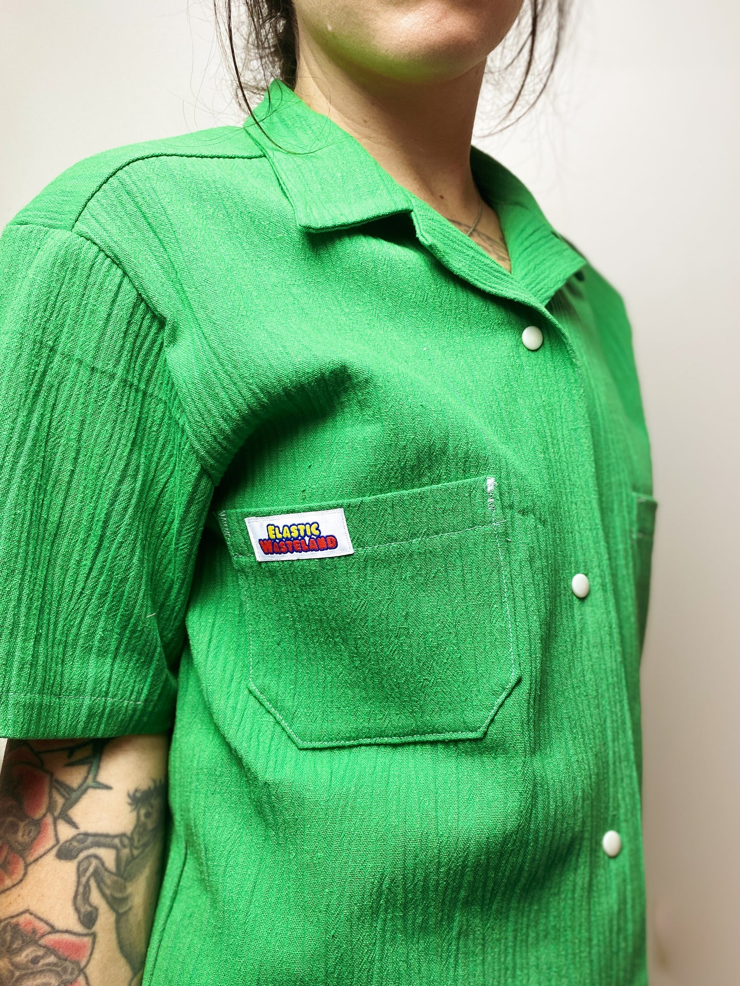 Green Cotton Camp Shirt